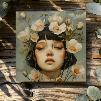 FRAU MIT BLUMEN KARTE