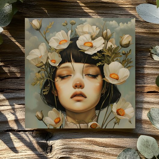 FRAU MIT BLUMEN KARTE