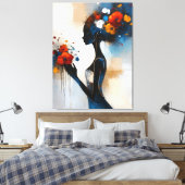 Frau mit Blumen Leinwanddruck (Insitu (Schlafzimmer))