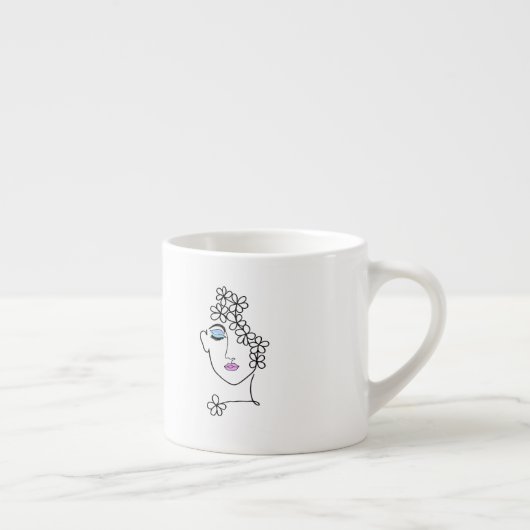 Frau mit Blumen Linienkunst Espressotasse (Rechts)