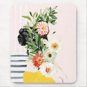 Frau mit Blumen Mousepad