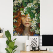 Frau mit Blumen Poster (Heimbüro)