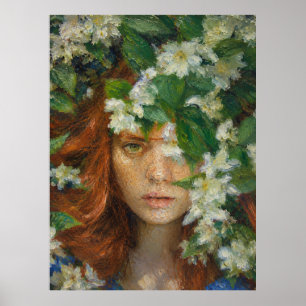 Frau mit Blumen Poster