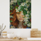 Frau mit Blumen Poster (Küche)