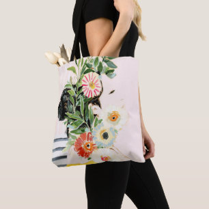 Frau mit Blumen Tasche