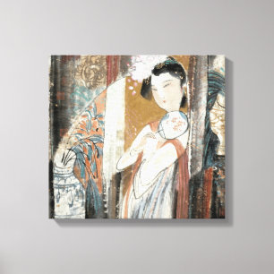 Frau mit Blumenhaarnadel Leinwanddruck