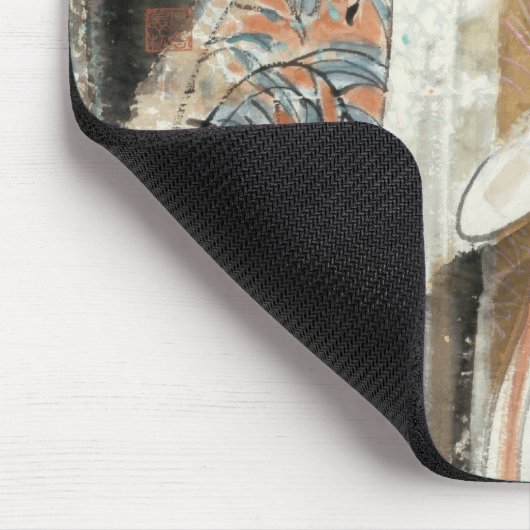 Frau mit Blumenhaarnadel Mousepad (Ecke)