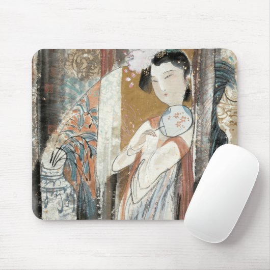 Frau mit Blumenhaarnadel Mousepad (Mit Mouse)