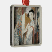 Frau mit Blumenhaarnadel Ornament Aus Metall (Rechts)