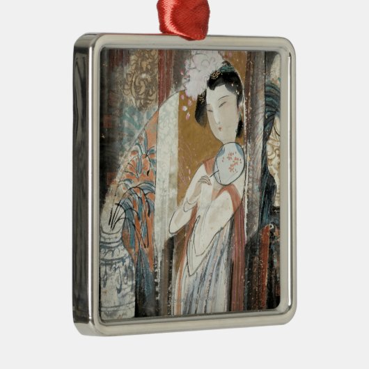 Frau mit Blumenhaarnadel Ornament Aus Metall (Rechts)