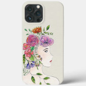 Frau mit Blumenillustration Case-Mate iPhone Hülle (Rückseite)