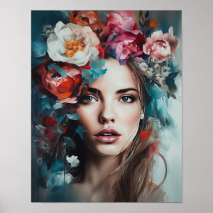 Frau Mit Blumenkopf Kunstposter Poster