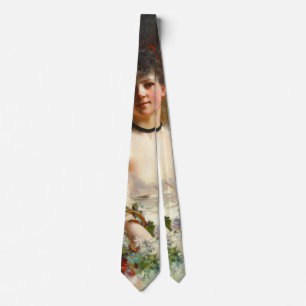 Frau mit Blumenkorb 1850 Krawatte