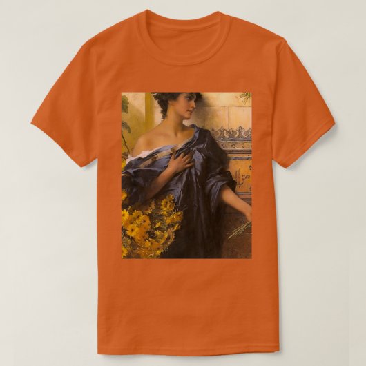 Frau mit Blumenkorb T-Shirt (Design vorne)