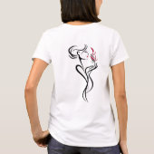 Frau mit Blumenliniengrafik T-Shirt (Rückseite)