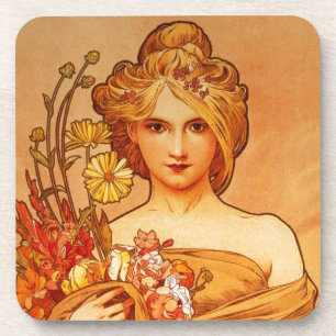 Frau mit Blumenstrauß Untersetzer