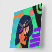 Frau mit Bob Haircut Abstrakt Art Quadratische Wanduhr (Winkel)