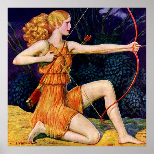 Frau mit Bogen Poster (Vorne)
