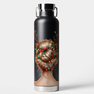 FRAU MIT BUNten WEIHNACHTSLICHTERN IM HAAR Trinkflasche