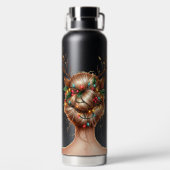 FRAU MIT BUNten WEIHNACHTSLICHTERN IM HAAR Trinkflasche (Rückseite)