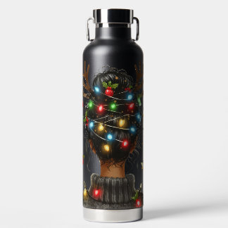 FRAU MIT BUNten WEIHNACHTSLICHTERN IM HAAR Trinkflasche