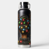 FRAU MIT BUNten WEIHNACHTSLICHTERN IM HAAR Trinkflasche (Rückseite)