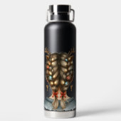 FRAU MIT BUNTEN WEIHNACHTSLICHTERN IM HAAR TRINKFLASCHE (Rückseite)