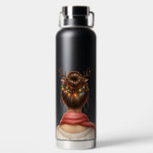 FRAU MIT BUNten WEIHNACHTSLICHTERN IM HAAR Trinkflasche (Rückseite)