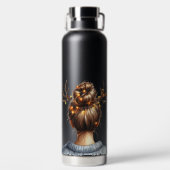 FRAU MIT BUNTEN WEIHNACHTSLICHTERN IM HAAR TRINKFLASCHE (Rückseite)