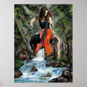 Frau mit Cello in Nature Poster - Malerei (Vorne)