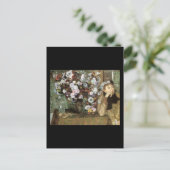 Frau mit Chrysanthemum Postkarte (Stehend Vorderseite)