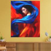 Frau mit Cobalt Blue Veil im Hintergrund Orange Leinwanddruck (Insitu (Wohnzimmer))