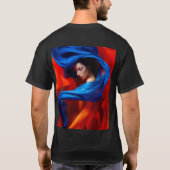 Frau mit Cobalt Blue Veil im Hintergrund Orange T-Shirt (Rückseite)