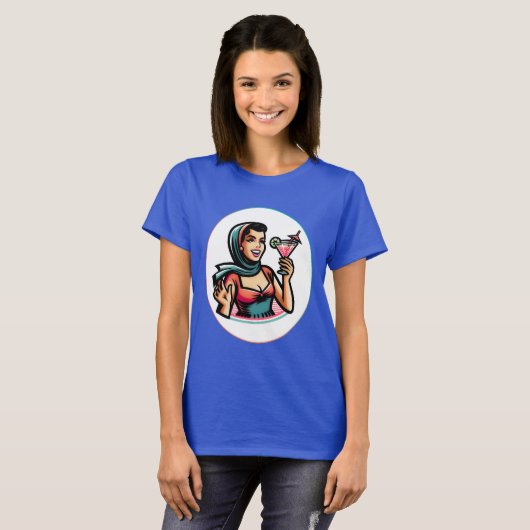 Frau mit Cocktail T-Shirt (Vorne ganz)