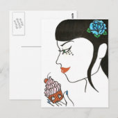 Frau mit Cupcake Postkarte (Vorne/Hinten)