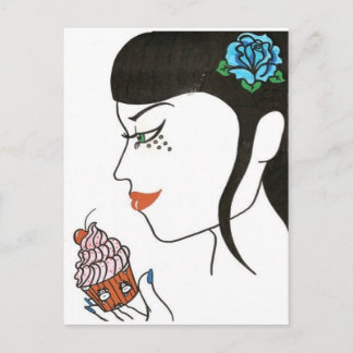 Frau mit Cupcake Postkarte