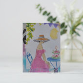 Frau mit Cupcakes Collage Postkarte (Stehend Vorderseite)