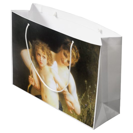 Frau mit Cupid, Bouguereau Große Geschenktüte (Rückseite Schrägansicht)