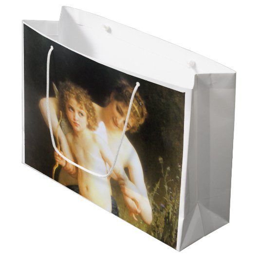 Frau mit Cupid, Bouguereau Große Geschenktüte (Vorderseite Schrägansicht)