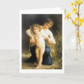 Frau mit Cupid, Bouguereau Karte (Gelbe Blume)