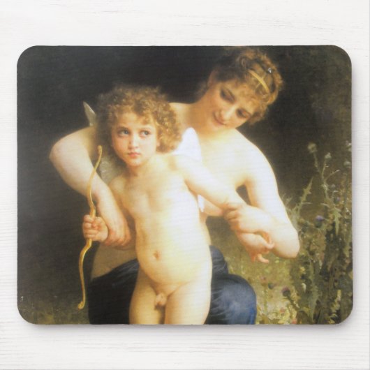 Frau mit Cupid, Bouguereau Mousepad (Vorne)
