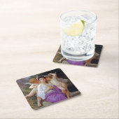 Frau mit Cupid, Bouguereau Rechteckiger Pappuntersetzer (Vor Ort)