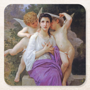 Frau mit Cupid, Bouguereau Rechteckiger Pappuntersetzer