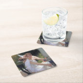 Frau mit Cupid, Bouguereau Rechteckiger Pappuntersetzer (Vor Ort)