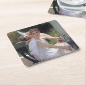 Frau mit Cupid, Bouguereau Rechteckiger Pappuntersetzer (angewinkelt)