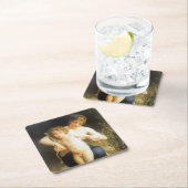 Frau mit Cupid, Bouguereau Rechteckiger Pappuntersetzer (Vor Ort)