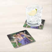 Frau mit Cupid, Bouguereau Rechteckiger Pappuntersetzer (Vor Ort)