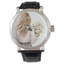 Frau mit Daisy Bouquet