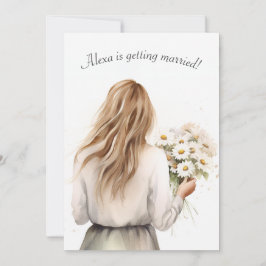 Frau mit Daisy Bouquet Brautparty Einladung