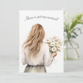 Frau mit Daisy Bouquet Brautparty Einladung (Stehend Vorderseite)